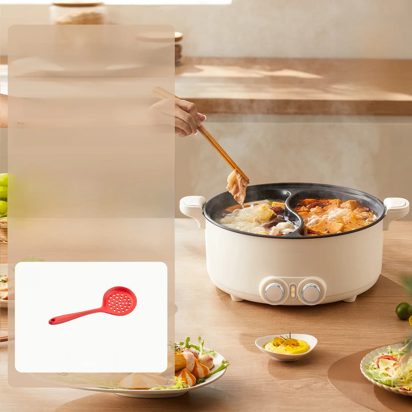 7L elektrisk hot pot med to soner og uavhengig temperaturkontroll