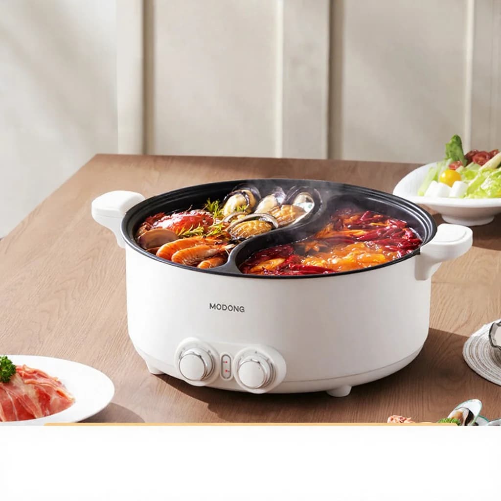8L elektrisk dual-sone hot pot med justerbar temperatur