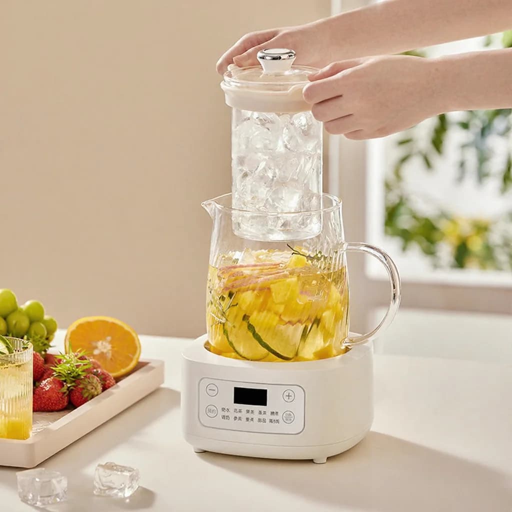 Glass elektrisk helsegryte 1-1.5L berøringskontroll for te