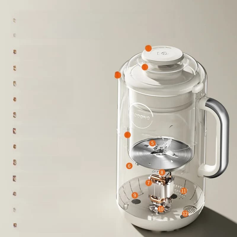 Oppvarmingsblender med 1,2L kapasitet, berøringskontroll, rustfritt stål