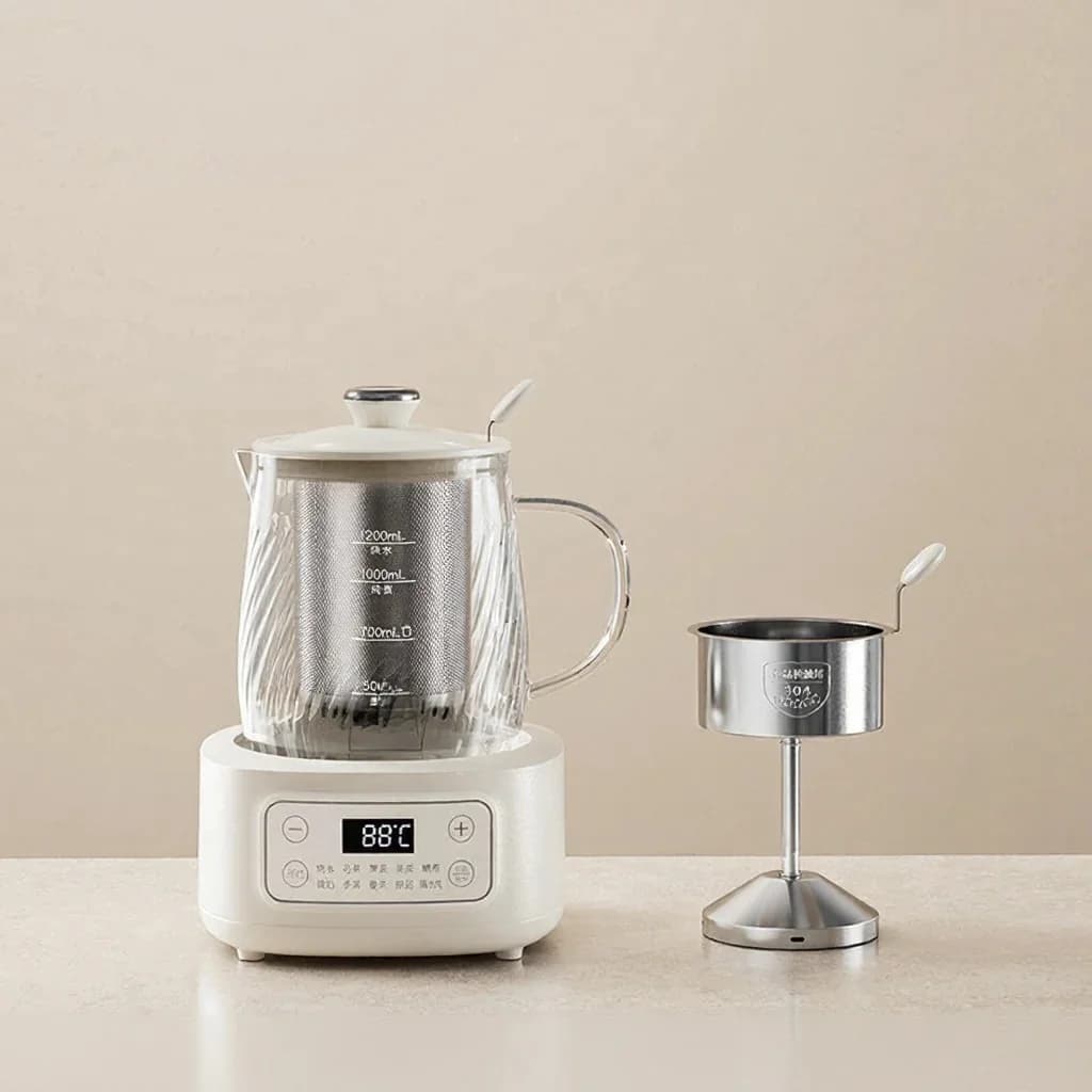 Glass Elektrisk Health Pot med Temperaturkontroll 1.2L