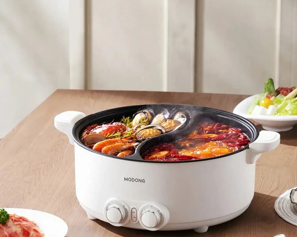 8L elektrisk dual-sone hot pot med justerbar temperatur