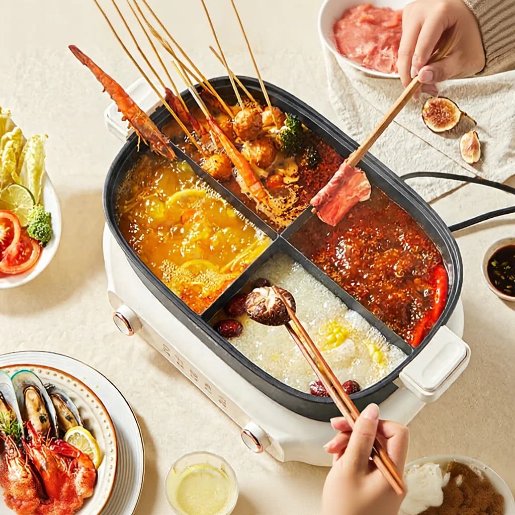 Delt elektrisk hotpot 7L med dobbel temperaturkontroll