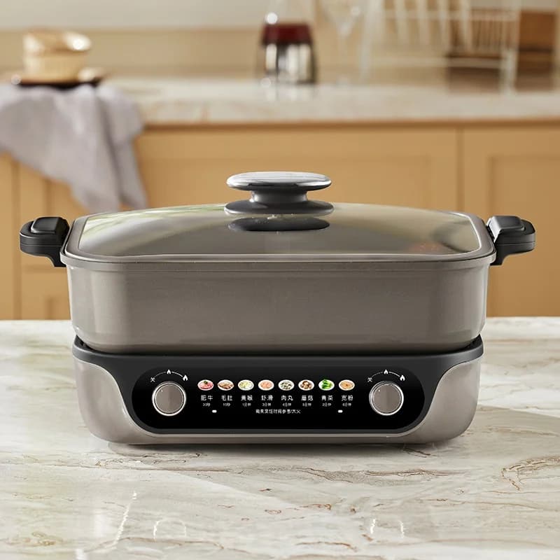 Elektrisk delt hot pot, dobbel bryterstyring, 8L, svart