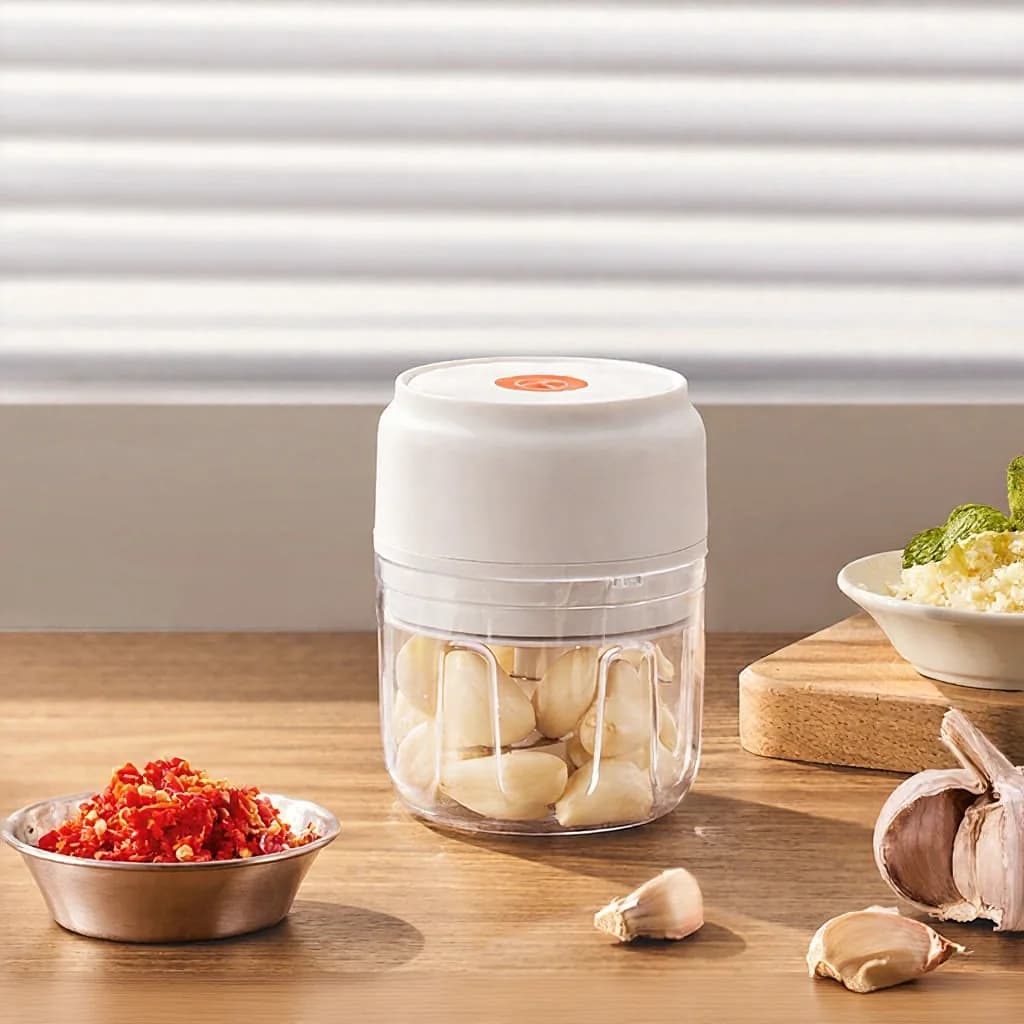 Bærbar elektrisk hvitløkhakker 250ml trådløs food grinder