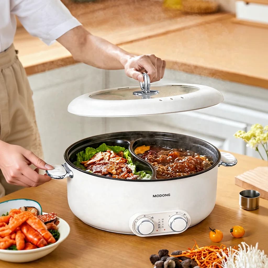 Elektrisk hotpot med dobbel kontroll 6L, stor kapasitet, nonstick