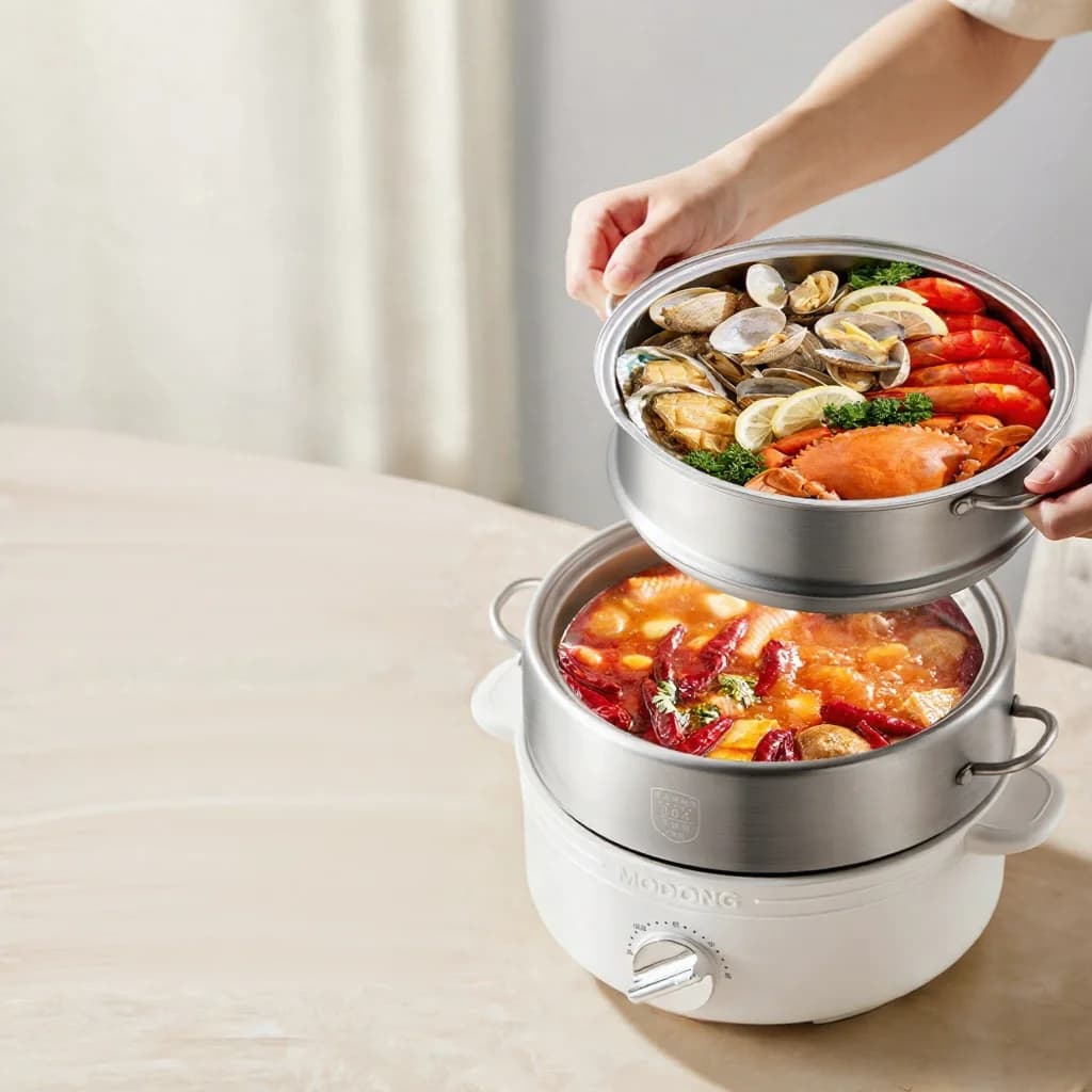 Delt elektrisk hot pot i rustfritt stål 2L, 3 varmenivåer