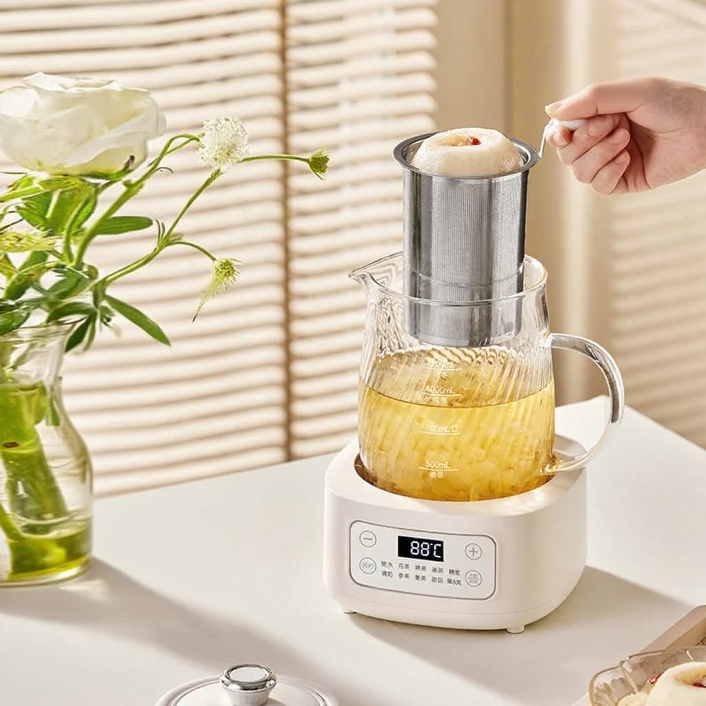 Glass elektrisk kokegryte med temperaturkontroll 1.2L