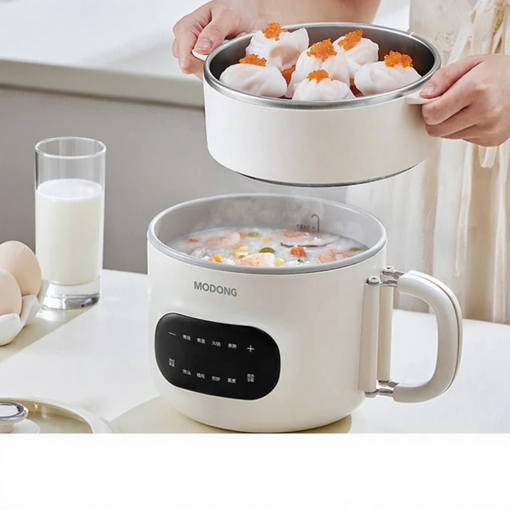 Mini Elektrisk Kokegryte 2L med Keramisk Nonstick-Innerbeholder og Dampinnsats
