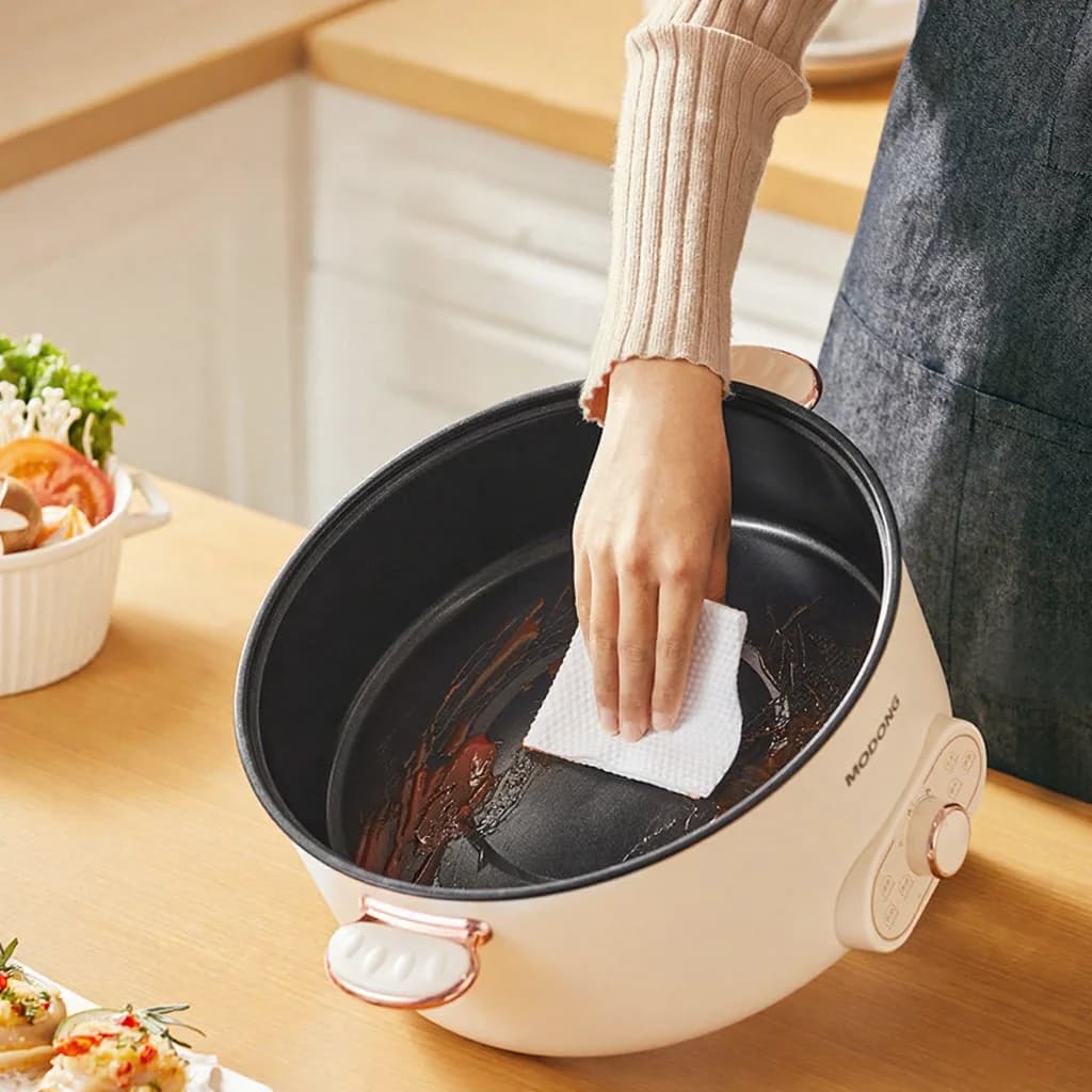 6L elektrisk hotpot med dampkurv, nonstick