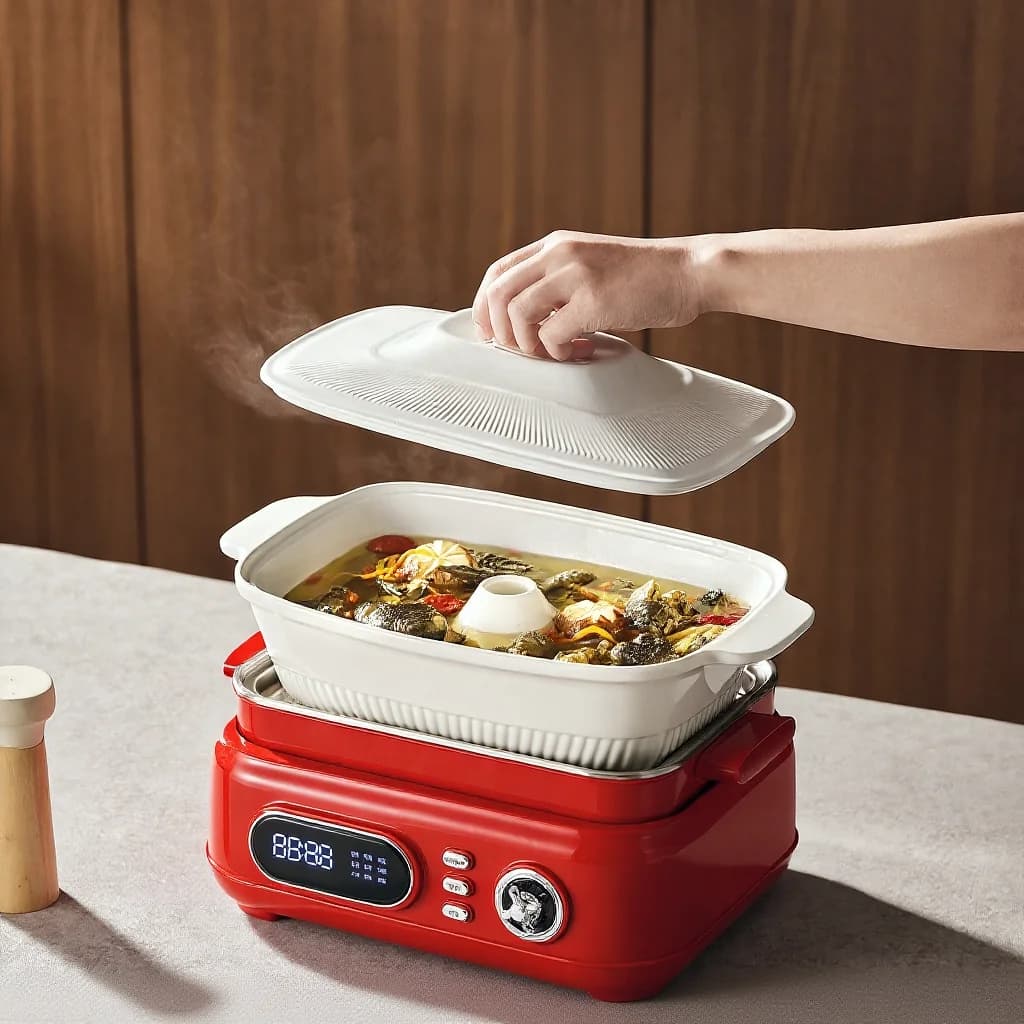 Elektrisk dampkoker i rustfritt stål, 3 etasjer, 18L, 220V, 1500W