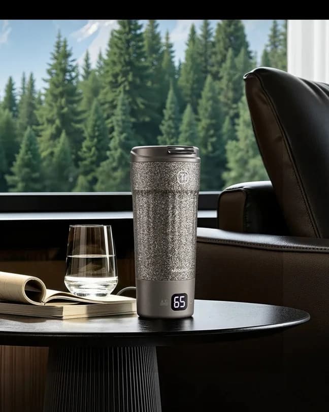 Titanium elektrisk reisekopp 400ml med temperaturdisplay