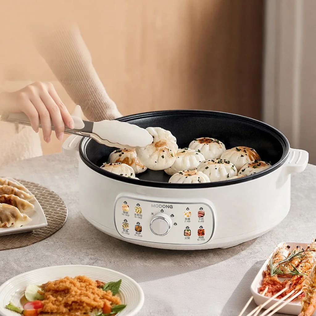 Elektrisk stekepanne med lokk 1800W 3 varmeinnstillinger, non-stick