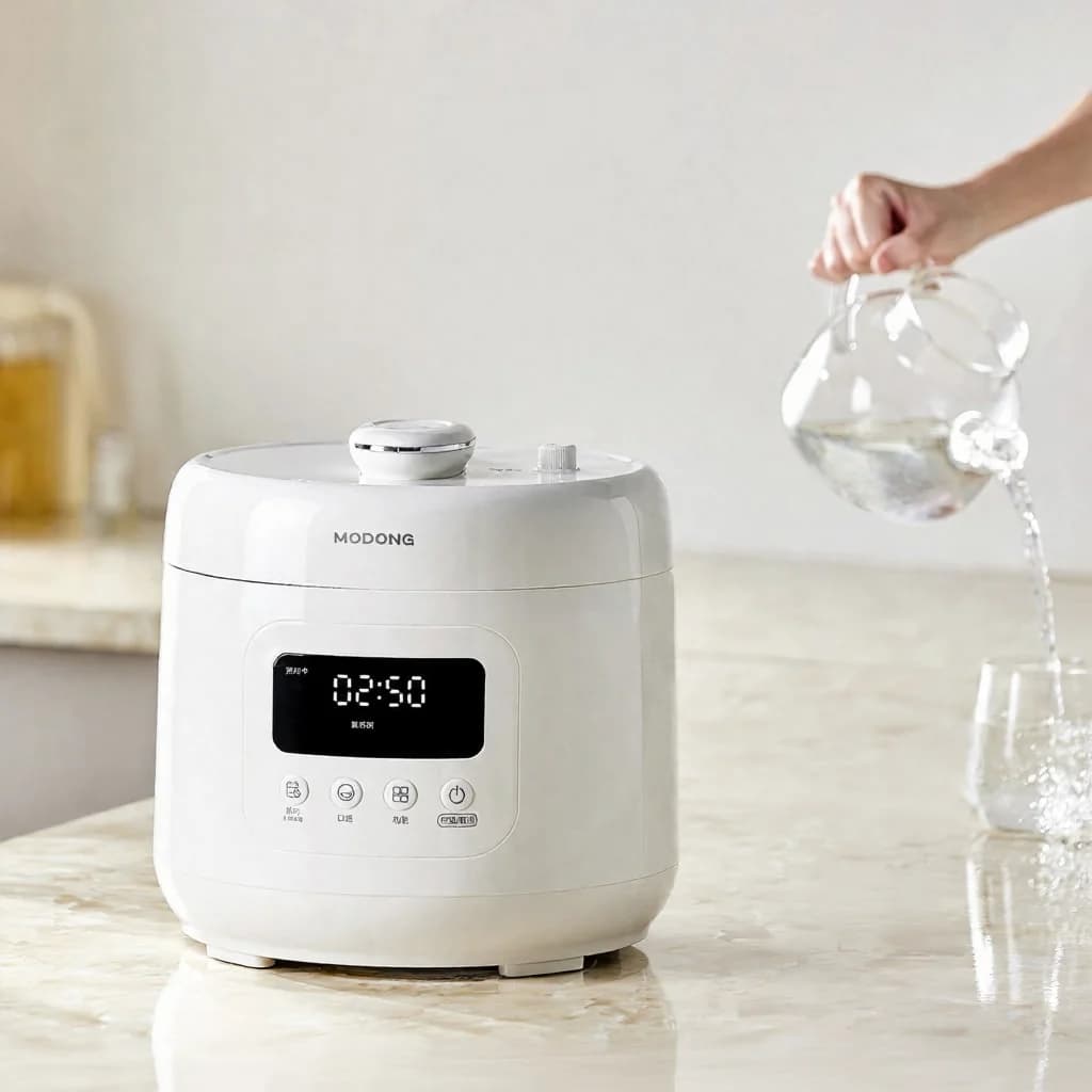4L elektrisk trykkoker med keramisk innergryte, 800W, 17-24H timer