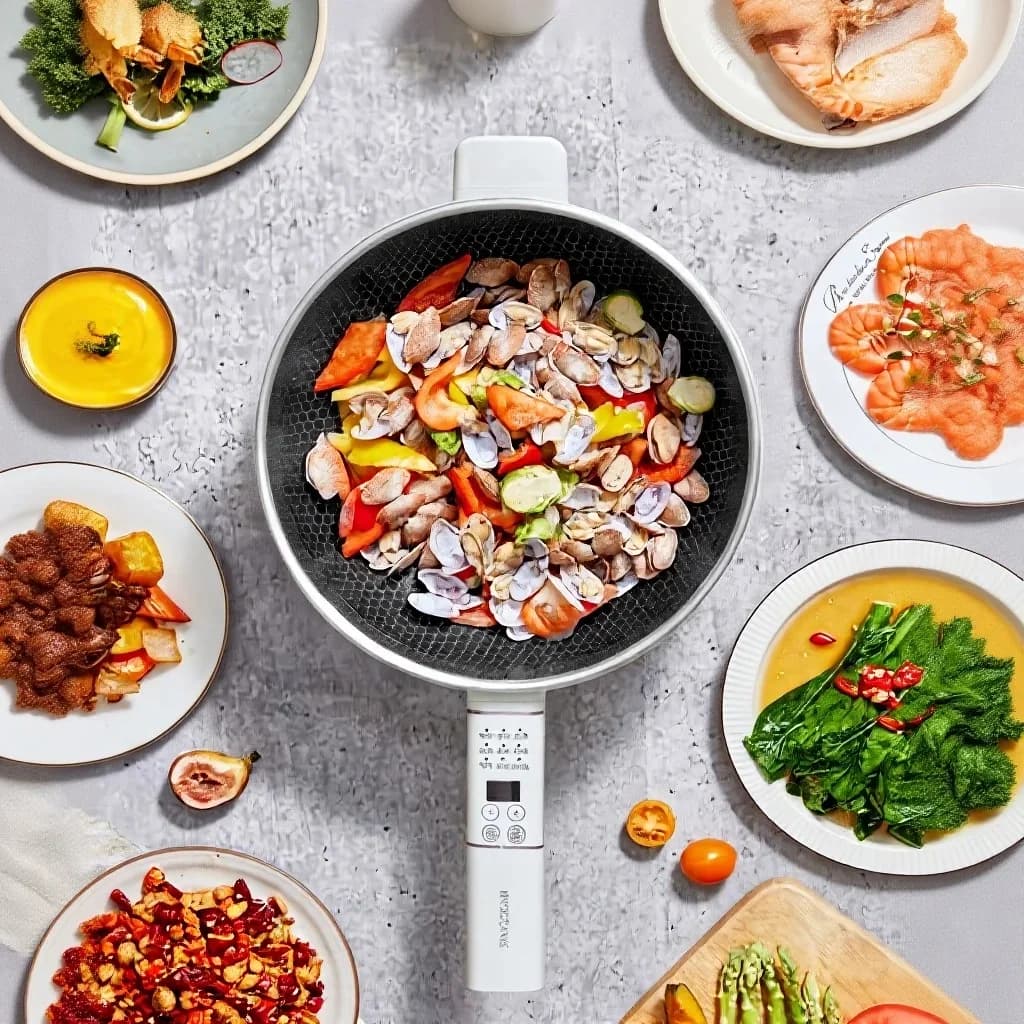Elektrisk multifunksjonell hotpot med dampkurv 5L 220V