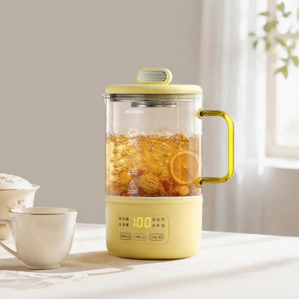 Glass elektrisk helsegryte 600ml 500W med hold varm og timer