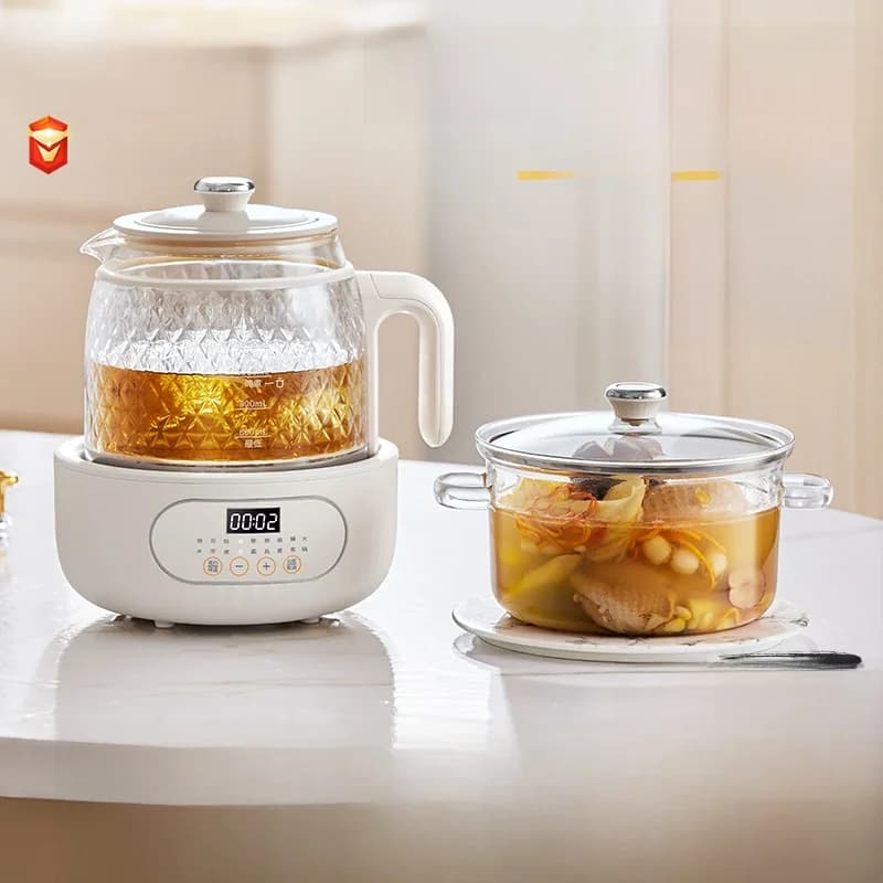 Elektrisk helsekjele i glass med termostatisk tekoker