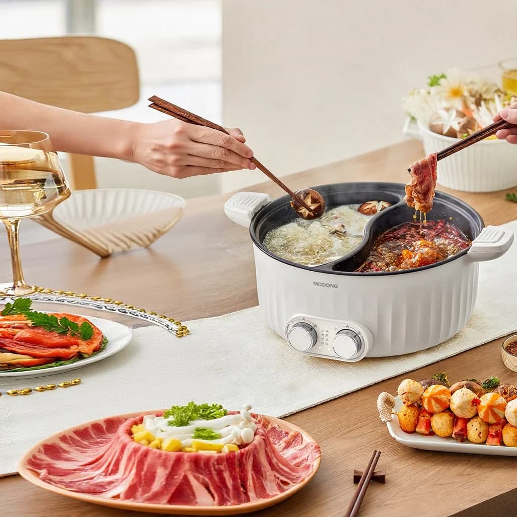 7L elektrisk hot pot med to soner og uavhengig temperaturkontroll