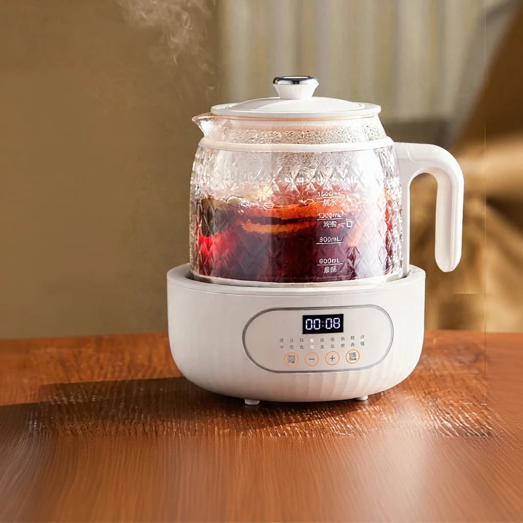 Glass elektrisk helsegryte med temperaturkontroll 1.2L