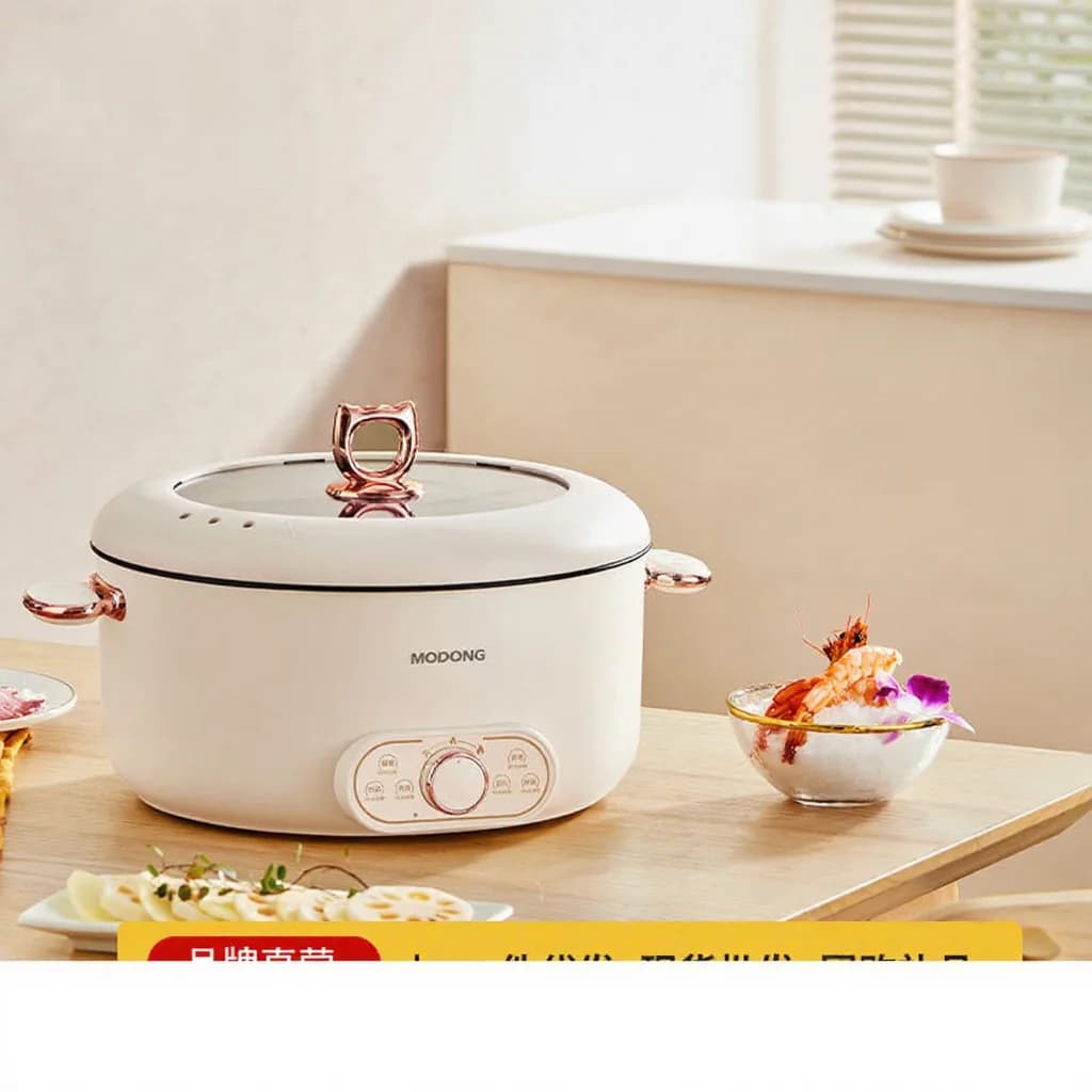 6L elektrisk hotpot med dampkurv, nonstick