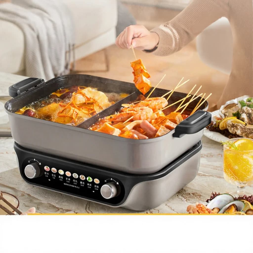 Elektrisk delt hot pot, dobbel bryterstyring, 8L, svart