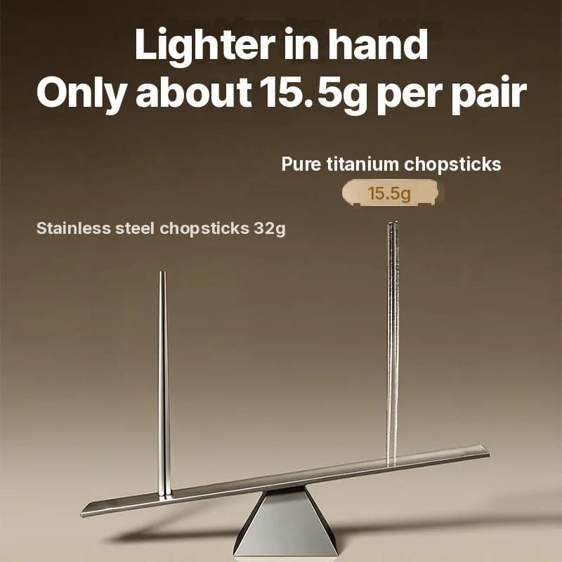 Sett med spisepinner i rent titan, 5 par, 23cm, speilpolert