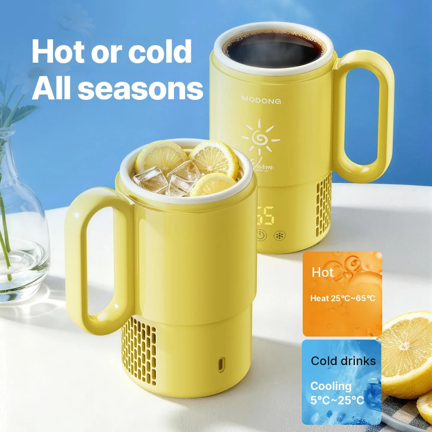 Mini kjøle- og varmebeger 450mL 36W berøringskontroll