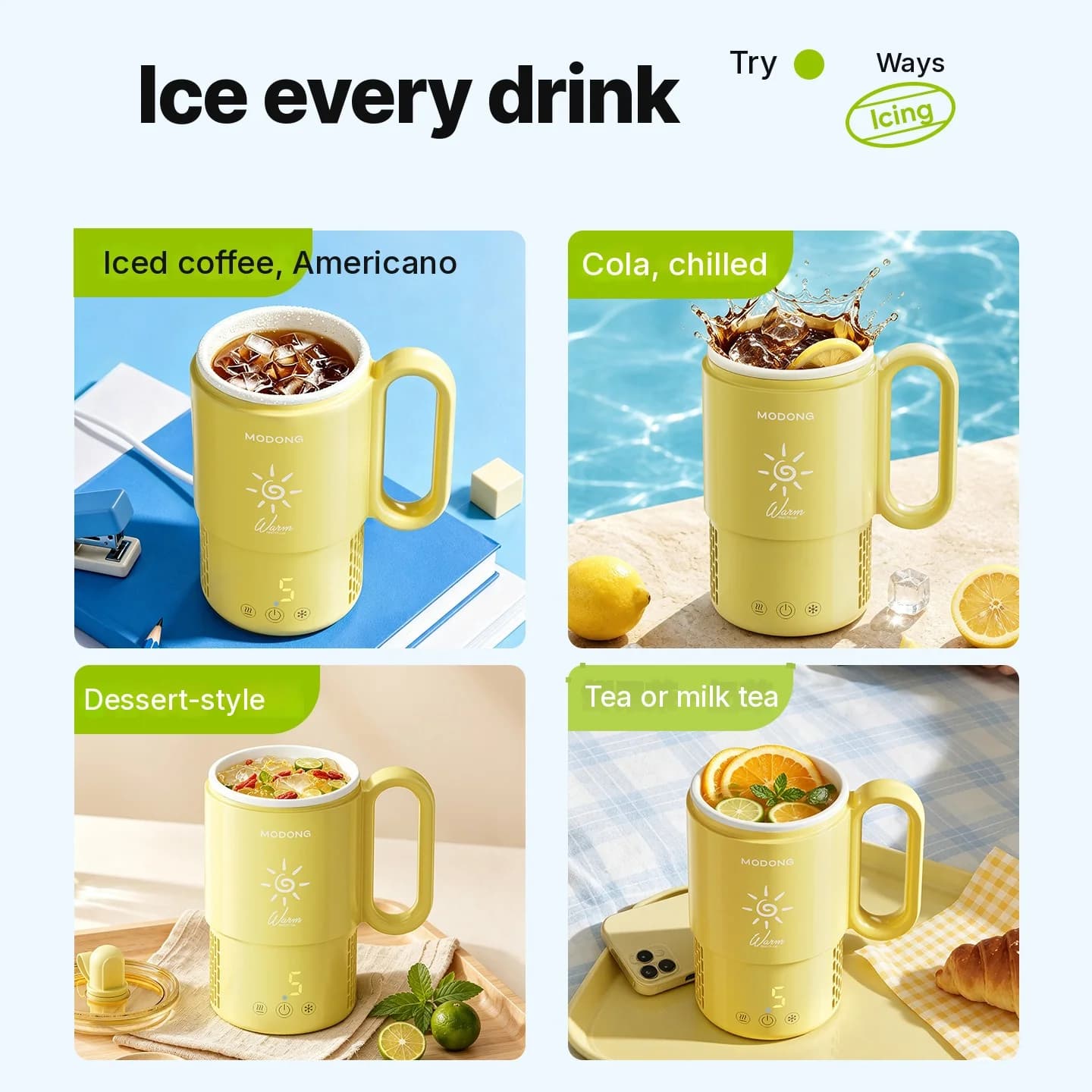 Mini kjøle- og varmekopp 450mL 36W berøringskontroll