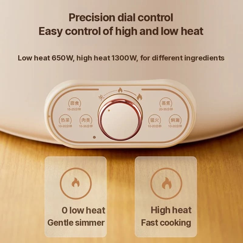 6L elektrisk hotpot med dampkurv, nonstick