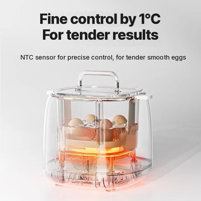 Elektrisk eggkoker for 4-6 egg med eggepuddingskål