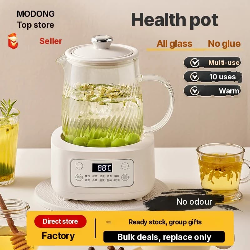 Glass elektrisk helsegryte 1-1.5L berøringskontroll for te