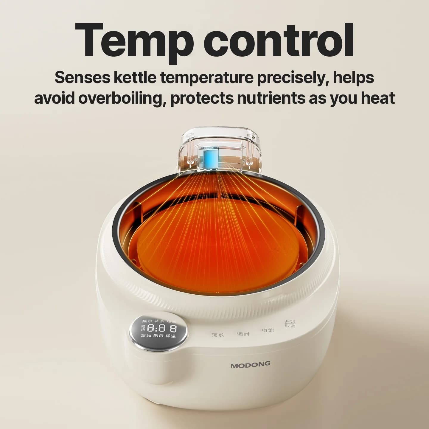 Glass Elektrisk Vannkoker med Temperaturkontroll, 1L