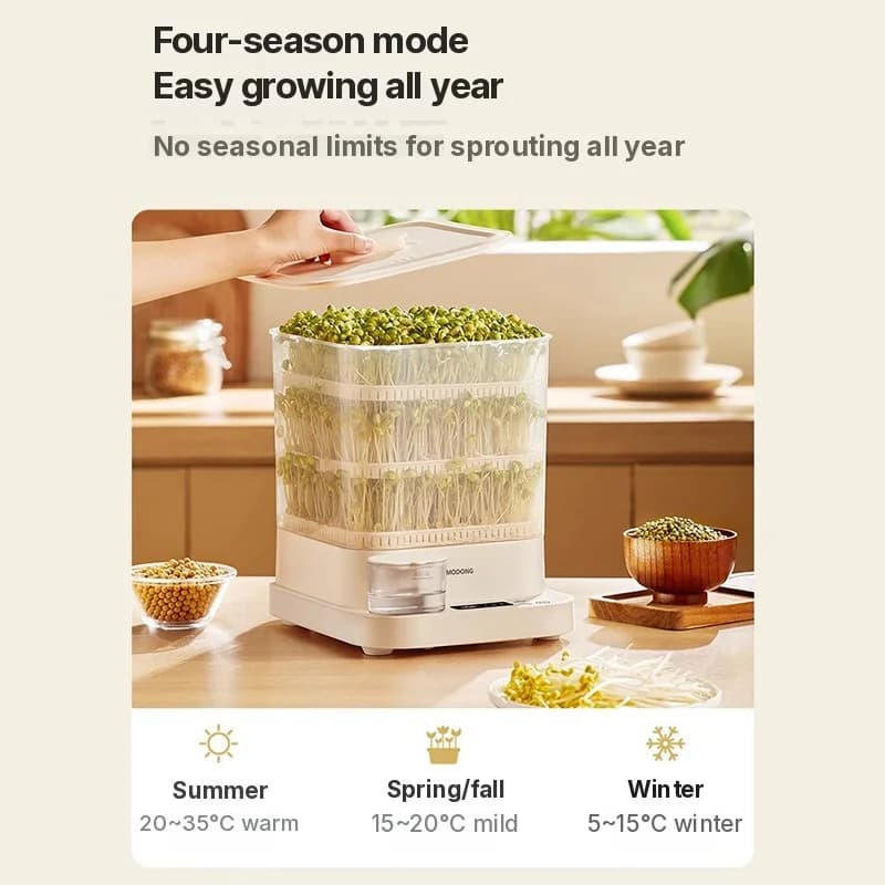 Elektrisk spiringsmaskin til hjemmebruk 1.5L 20W 3-lags