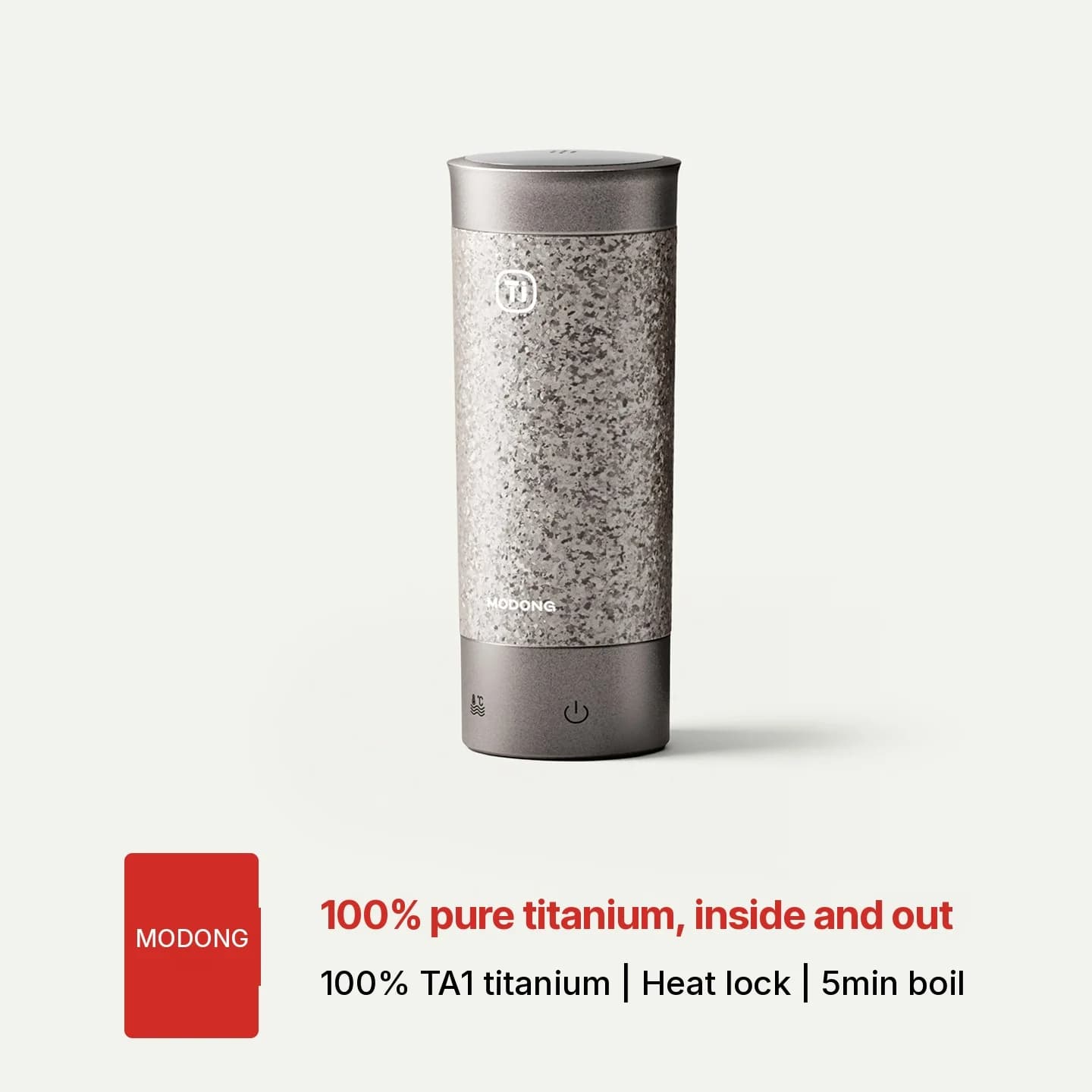 Titanium elektrisk oppvarmet reisebeger 350ml med temperaturkontroll