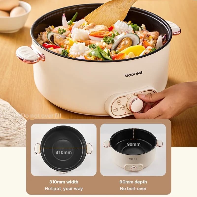 6L elektrisk hotpot med dampkurv, nonstick