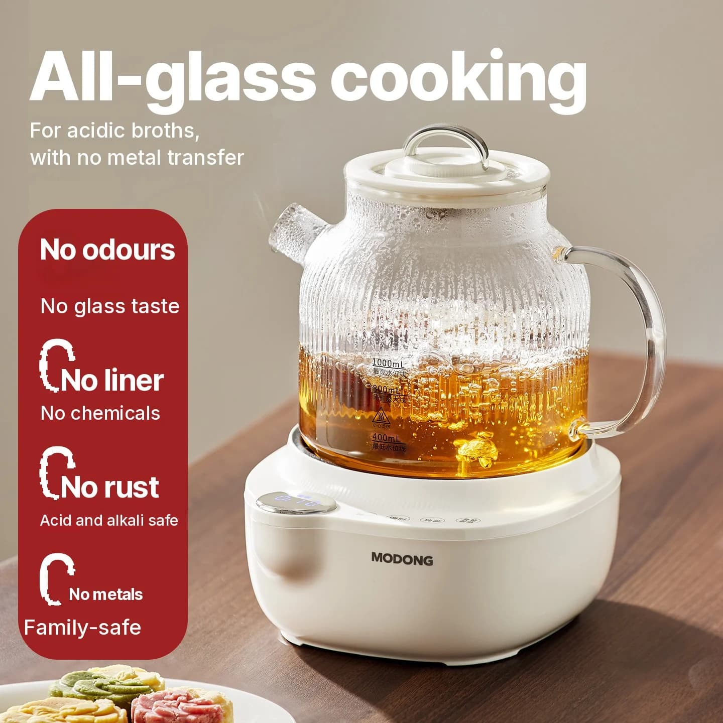 Elektrisk Glass Health Pot med Temperaturkontroll og Dampsil
