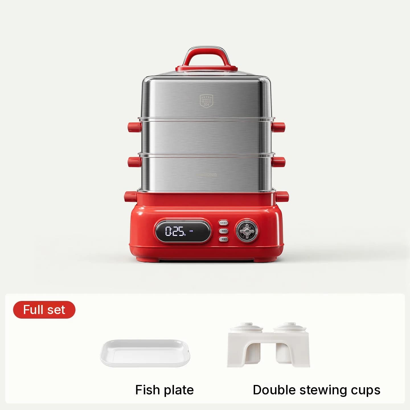 Elektrisk dampkoker i rustfritt stål, 3 etasjer, 18 L, 220 V, 1500 W