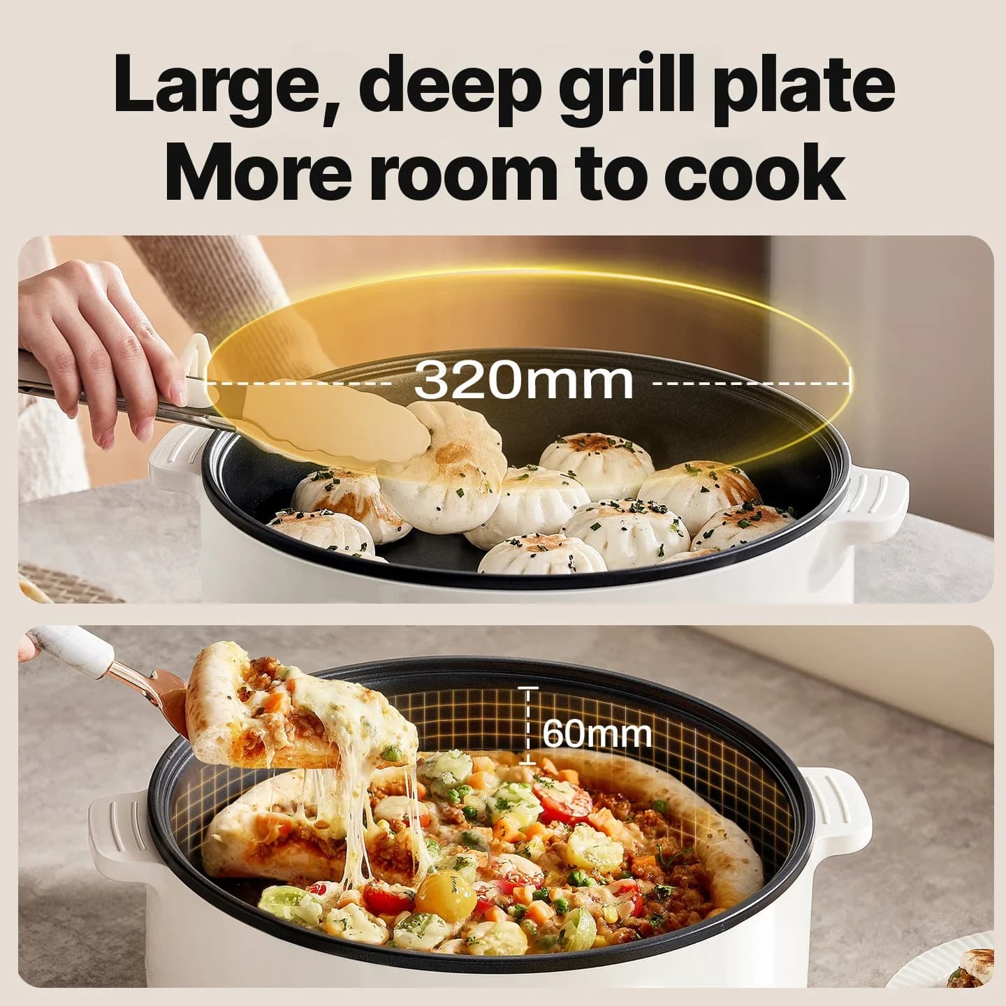 Elektrisk dobbeltsidig varmestekeplate 4L non-stick 1800W