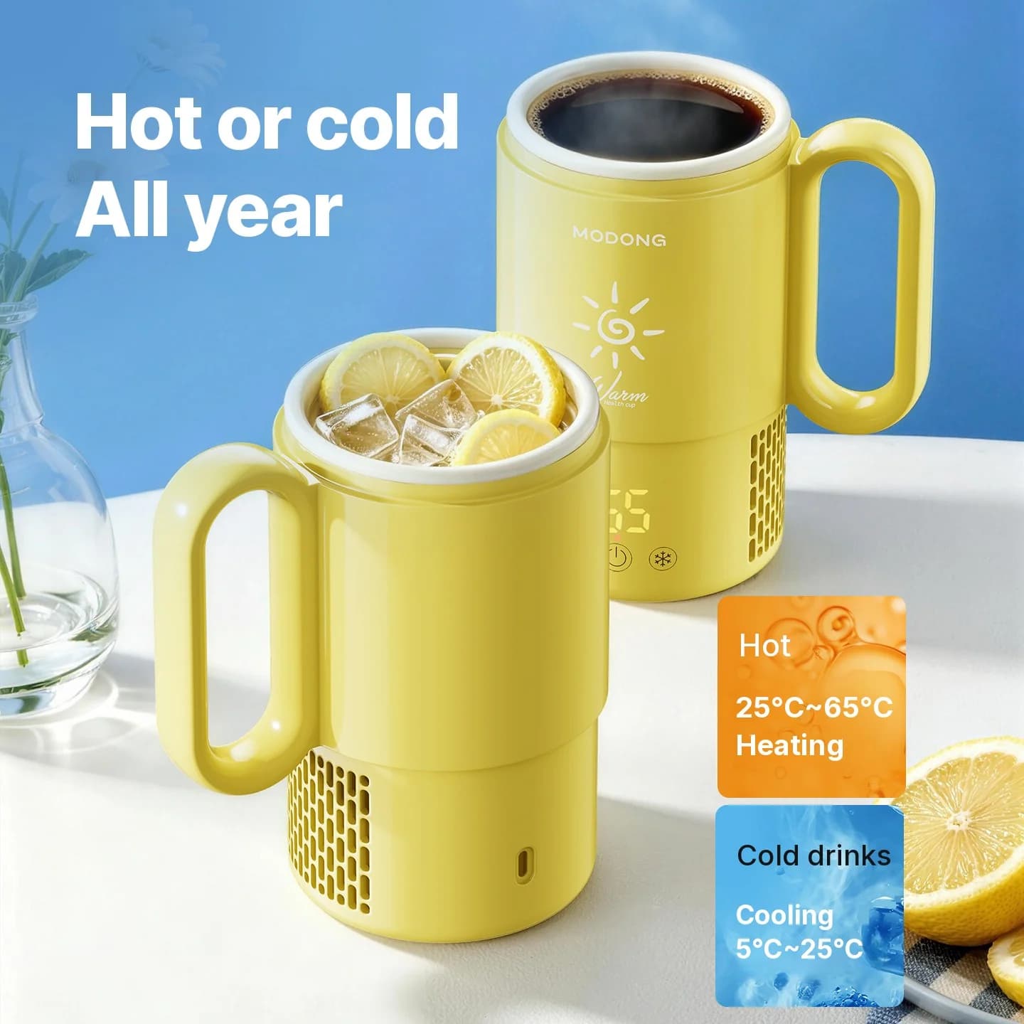 Mini kjøle- og varmekopp 450mL 36W berøringskontroll