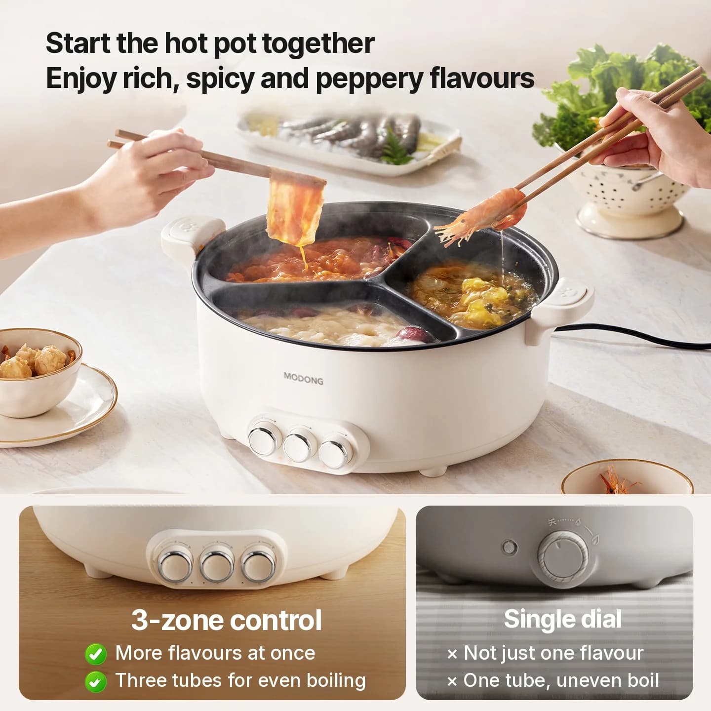 Elektrisk hot pot med skillevegg, 5.6L/8L, 220V