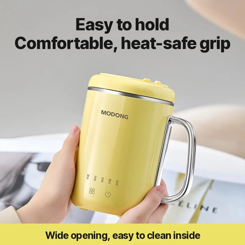 Bærbar elektrisk grytekopp 450ml 220V med filter og skje
