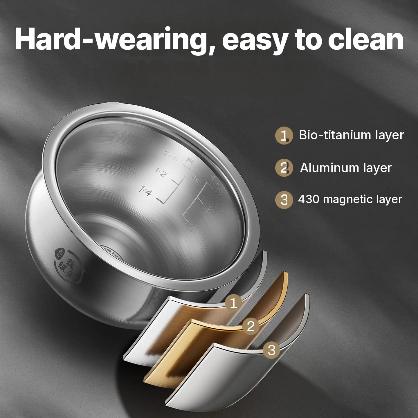 3L Elektrisk Riskoker Med Titanium Innergryte, Hold Varm