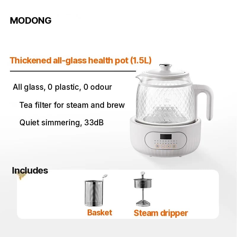 Glass Elektrisk Health Pot med Dobbel Anti-skålding