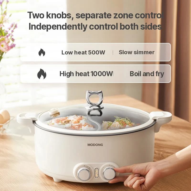 8L elektrisk dual-sone hot pot med justerbar temperatur