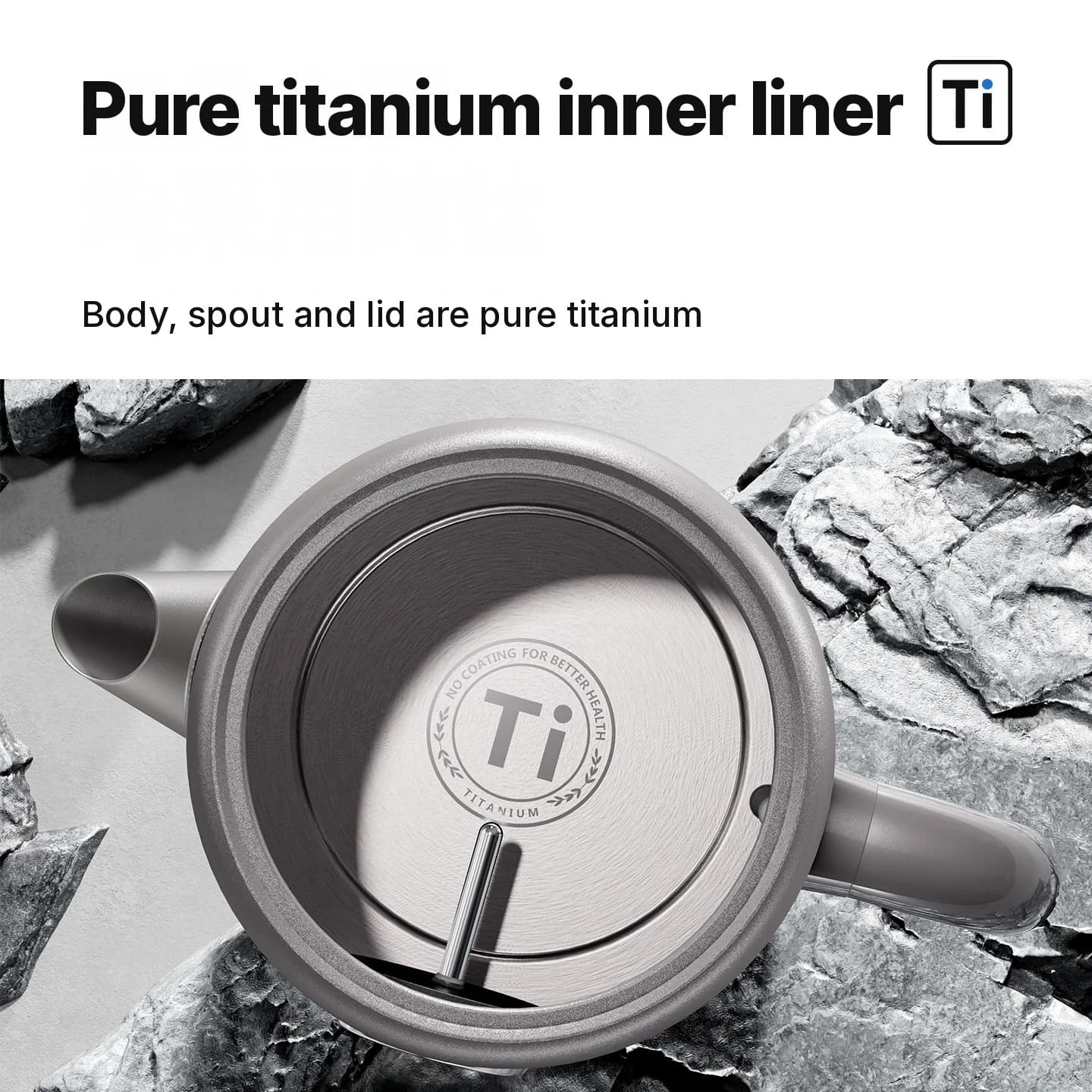 Elektrisk kjele i rent titan 1.8L med temperaturdisplay