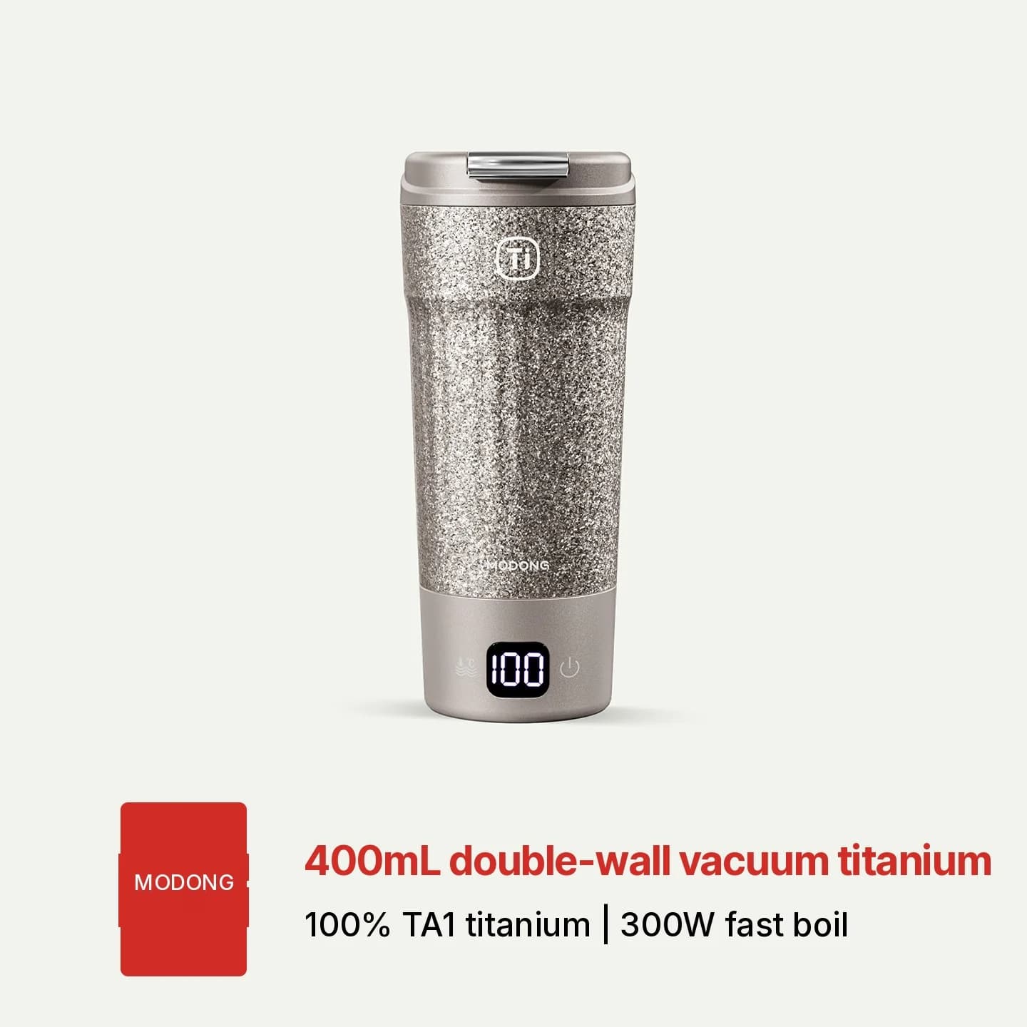 Bærbar titan elektrisk varmekopp 400ml temperaturskjerm