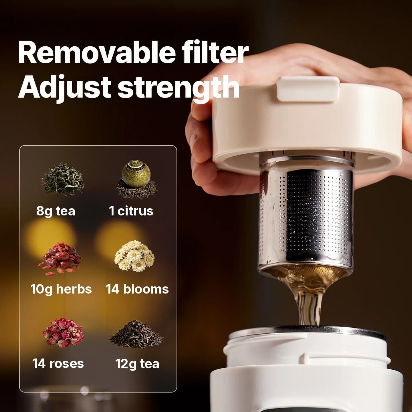 Bærbar elektrisk vannkoker-kopp med filter, 220V