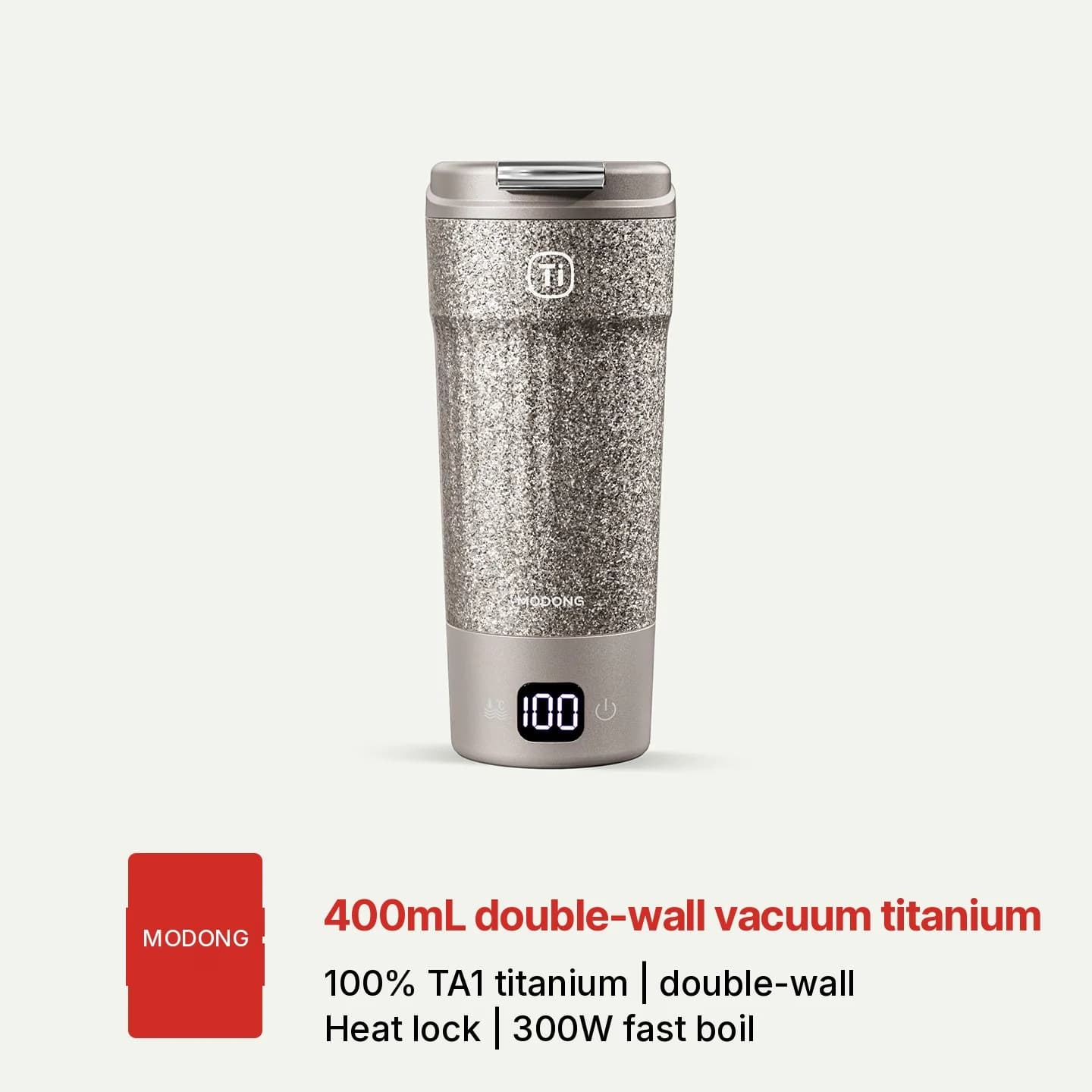 Elektrisk reisekopp i titan 400ml med temperaturdisplay