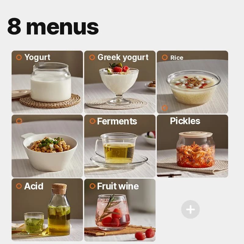 Elektrisk yoghurtmaskin med glassinnergryte og timer