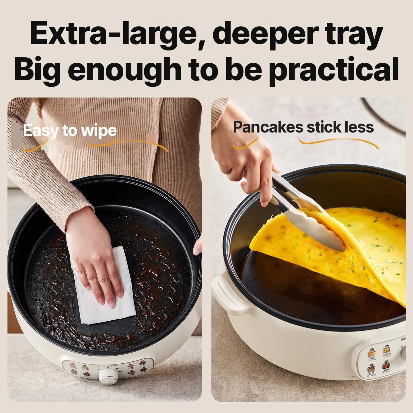 Elektrisk dobbeltsidig varmestekeplate 4L non-stick 1800W
